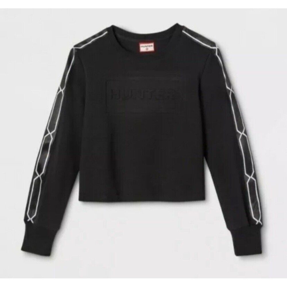 Hunter for Target Womens 1X Black Sweatshirt‎ Logo Tape Sleeve Sweater Casual